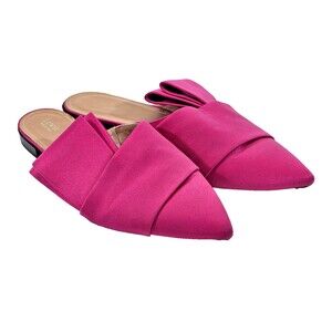 GC Women's 37.5 Lewit Filippo Mules Pink Satin Slip On Flats Bow Deatil Shoes